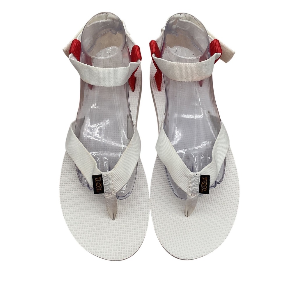 Teva Original Universal White Red Sport Sandals Womens 10 1008646 Thong Strap